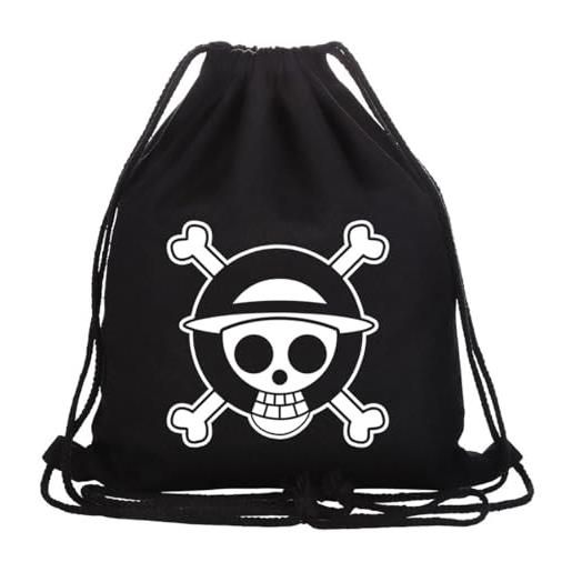 Roffatide anime fairy tail cappello di paglia pirati borsa con coulisse stampata zaino sportivo borsa in tela con coulisse borsa a tracolla nero a