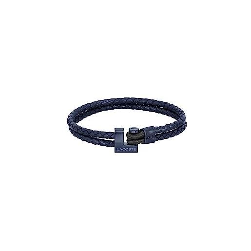 Lacoste braccialetto in pelle da uomo collezione loch blu navy - 2040150