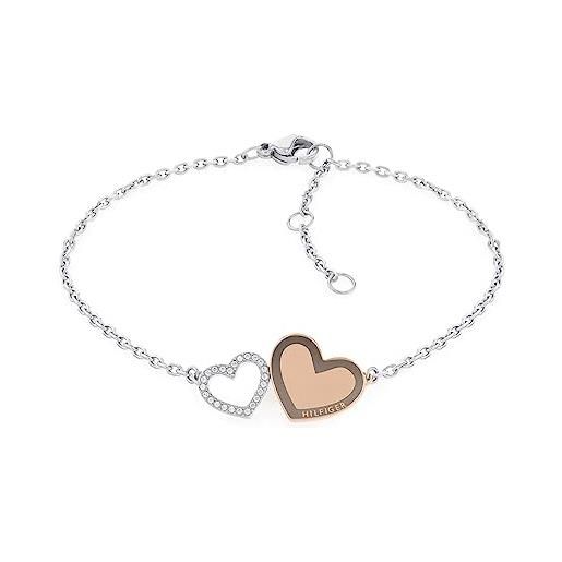 Tommy Hilfiger jewelry braccialetto a catena da donna in acciaio inossidabile decorato con cristalli carnation gold taglia unica