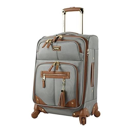 Steve Madden designer luggage collection - valigia espandibile, leggera, morbida, per uomini e donne, resistente, 50,8 cm, con 4 ruote girevoli, harlo grigio, 50,8 cm, borsa da trasporto con ruote