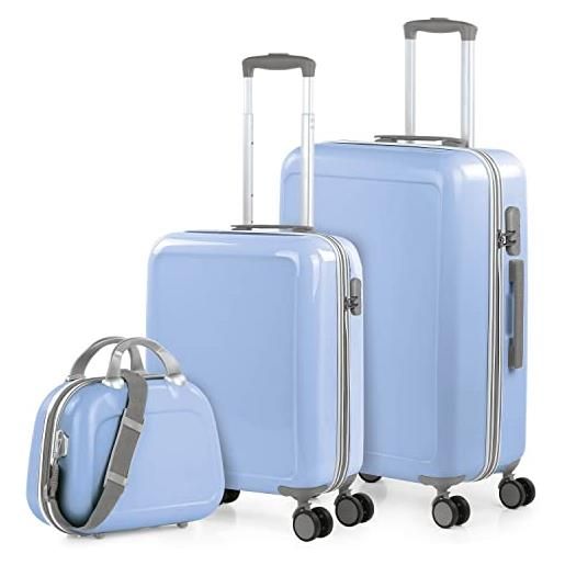 ITACA - set valigia media e valigia bagaglio a mano. Set valigie rigide per viaggi aereo - set trolley valigia rigida - set valigie rigide con lucchetto 702600b, blu