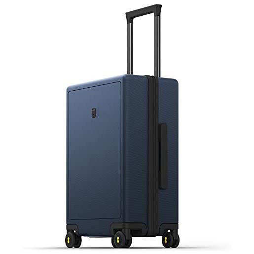LEVEL8 valigia bagaglio a mano elegante micro diamante strutturato design trolley rigido con 4 ruote doppie girevoli e lucchetto tsa integrato 54.5x37x23.5cm, 40l, blu