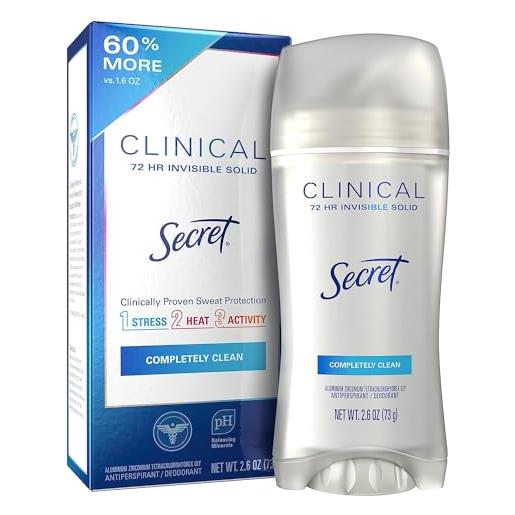 Secret clinical strength, deodorante e antitraspirante per donne, tenuta invisibile, completamente trasparente, 75 ml