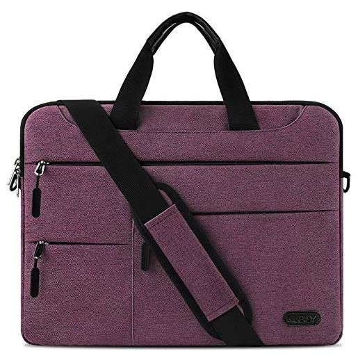 NUBILY borsa porta pc tracolla 15,6 pollici uomo e donna laptop sleeve borsa notebook computer portatile sottile e impermeabile lavoro viaggio borsa vino rosso