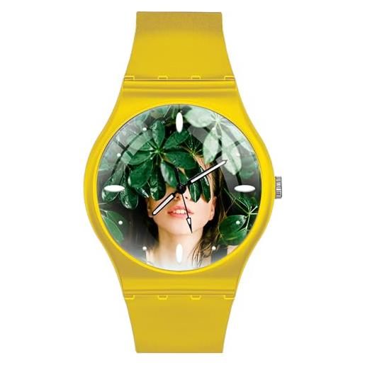 EREMITI JEWELS orologio personalizzato ultra leggero da polso - soft gum - stampa alta definizione con marcatempo in rilievo 3d effect (giallo)