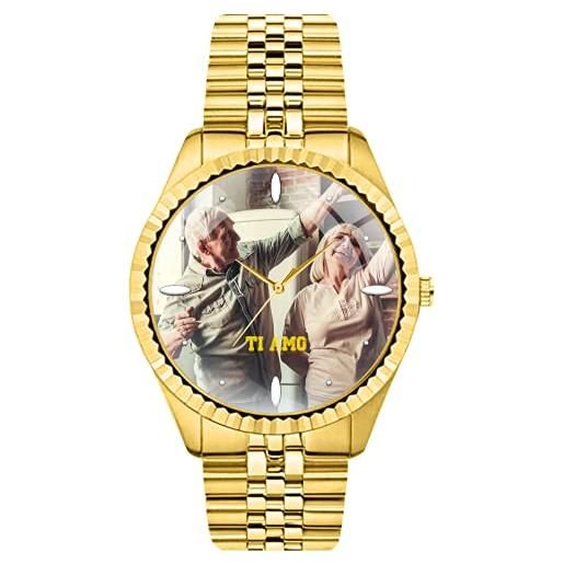 EREMITI JEWELS orologio da polso personalizzabile con foto immagine logo testo - rx maglia piccola (gold)