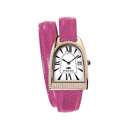 Dimacci orologio da donna nicy queen, fucsia + zirconi placcati oro rosa, cinghie