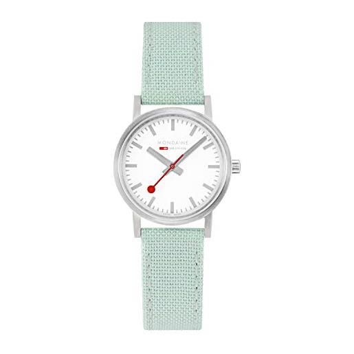 Mondaine classic - orologio con cinturino in tessile verde neo-menta per donna, a658.30323.17sbq, 30 mm. 