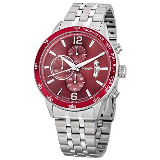 Eichmüller orologio sportivo da uomo, cronografo con datario e funzione cronometro, 10 atm, colore: rosso, sportivo
