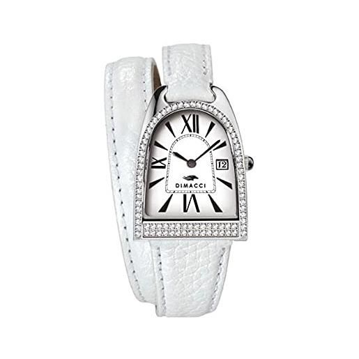 Dimacci orologio da donna nicy queen, bianco + zirconi in acciaio inox, cinghia