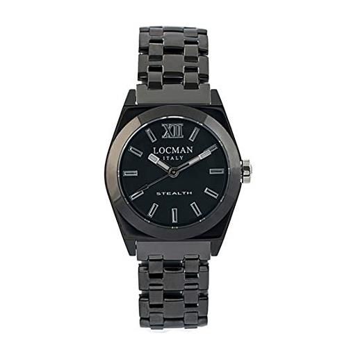 Locman italy orologio da donna stealth acciaio inossidabile nero rif. 0204, donna, bracciale