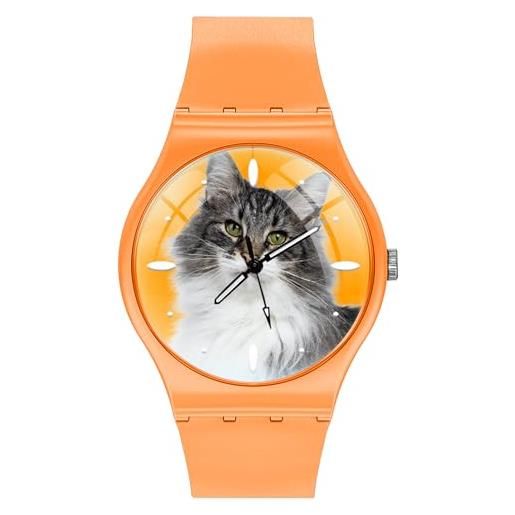 EREMITI JEWELS orologio personalizzato ultra leggero da polso - soft gum - stampa alta definizione con marcatempo in rilievo 3d effect (arancione)