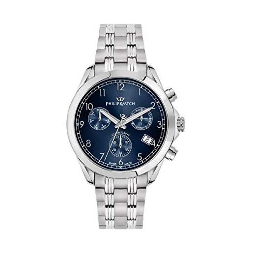 Philip Watch orologio da uomo, collezione blaze, funzione cronografo, in acciaio - r8273665005