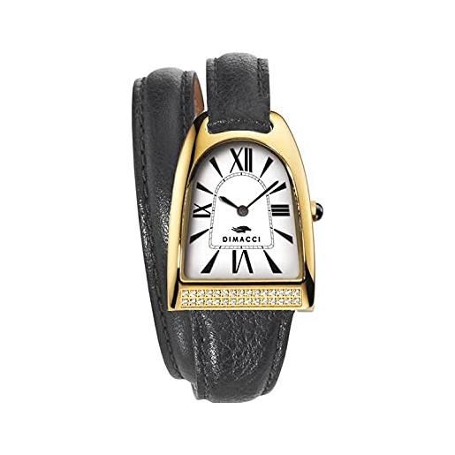DIMACCI orologio da donna nicy queen, nero + zirconi placcati in oro, cinghia