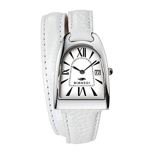 Dimacci orologio da donna nicy queen, bianco + acciaio inox. , cinghia