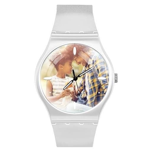 EREMITI JEWELS orologio personalizzato ultra leggero da polso - soft gum - stampa alta definizione con marcatempo in rilievo 3d effect (bianco)