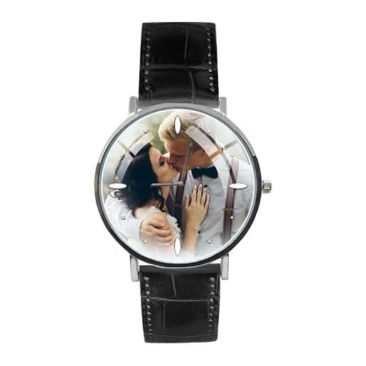 EREMITI JEWELS orologio personalizzato quadrante con rilievo 3d cinturino in vera pelle - g leather - unisex (nero)