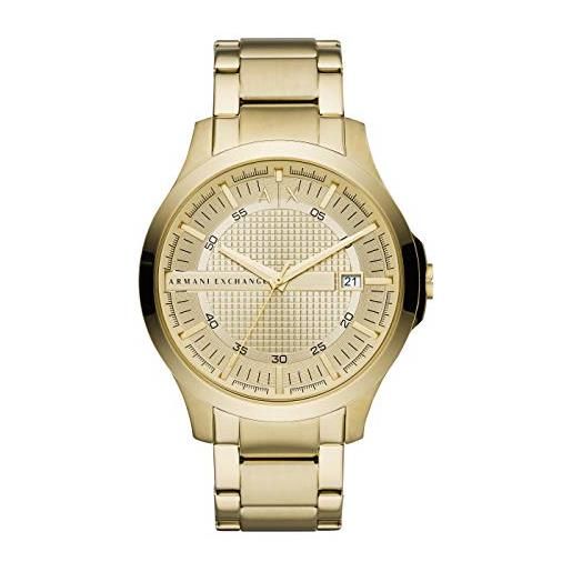 Armani Exchange orologio da uomo a tre lancette con data, cassa in acciaio inossidabile placcato oro da 46 mm e bracciale in acciaio inossidabile, ax2415