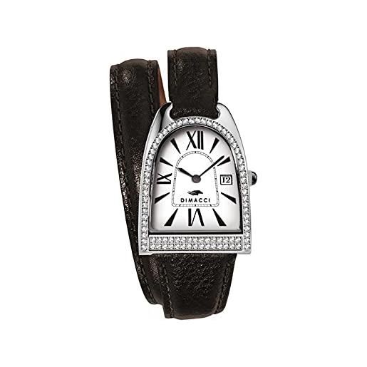 Dimacci orologio da donna nicy queen, nero + zirconi in acciaio inox, cinghia