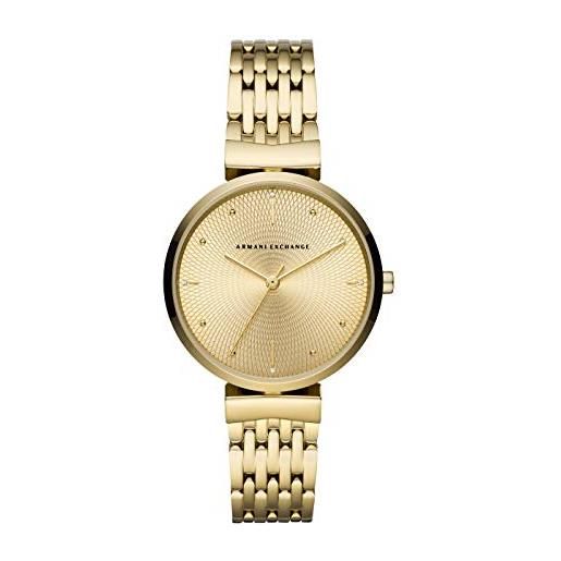 Armani Exchange orologio da donna, movimento a tre lancette, cassa in acciaio inossidabile oro 36 mm con bracciale in acciaio inossidabile, ax5902