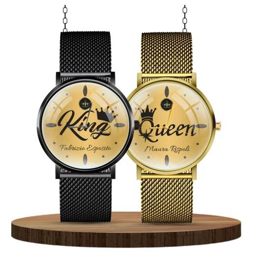 EREMITI JEWELS orologi di coppia personalizzati con nomi iniziali date idea regalo per fidanzati e amici (king + queen)