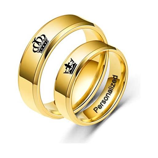 Ihanskio personalizzato anello per le coppie anello in oro all'interno può inciso personalizzato di nozze promessa anelli di fidanzamento di titanio in acciaio 4mm 6mm 8mm 5-13# (couple ring, 1 pair)
