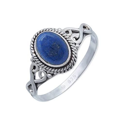 mantraroma anello argento 925 con pietre preziose lapislazzuli pietra blu argento sterling da donna in vero argento (mrg-042-06-(58))