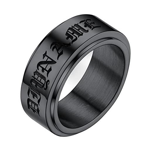 PROSTEEL anelli uomo incisione personalizzata anello nero acciaio anelli in acciaio larghezza 9mm misura 24