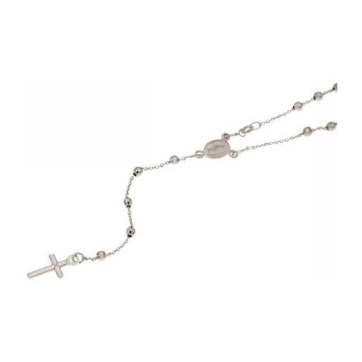 Maglione Gioielli collana rosario con grani lucidi in oro bianco 18kt
