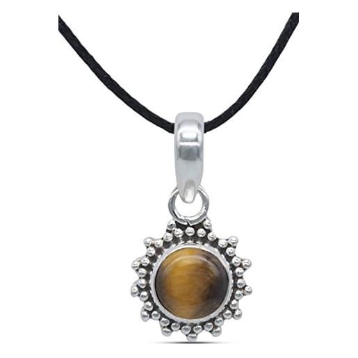 mantraroma collana argento 925 con pietre preziose occhio di tigre pietra marrone catena in argento sterling da donna in vero argento (mah-126-18)