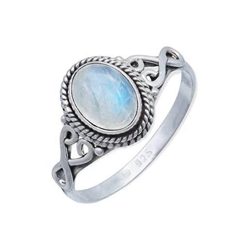 mantraroma anello argento 925 con pietre preziose pietra di luna pietra bianco argento sterling da donna in vero argento (mrg-042-04-(54))