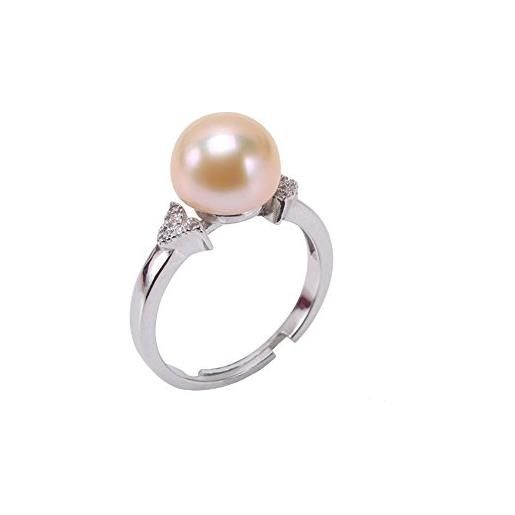 JYX Pearl jyx - anello in argento sterling con perle d'acqua dolce, 9,5 mm, colore: rosa
