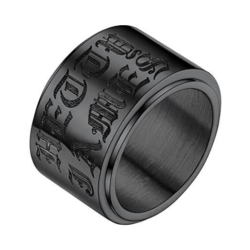 PROSTEEL anello uomo incisione personalizzata anello uomo nero anello uomo fascia larga larghezza 15mm misura 32