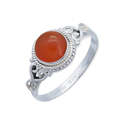 mantraroma anello argento 925 con pietre preziose corniola pietra rosso aranciato argento sterling da donna in vero argento (mrg-024-16-(64))