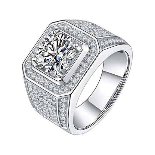 Beydodo anelli uomo argento vero, anello brillantini con moissanite 3ct taglia 20 anelli fidanzamento uomo