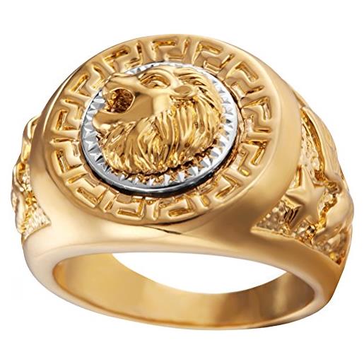 HIJONES uomo acciaio inossidabile anello della testa del leone oro hip hop signet stile misura 29