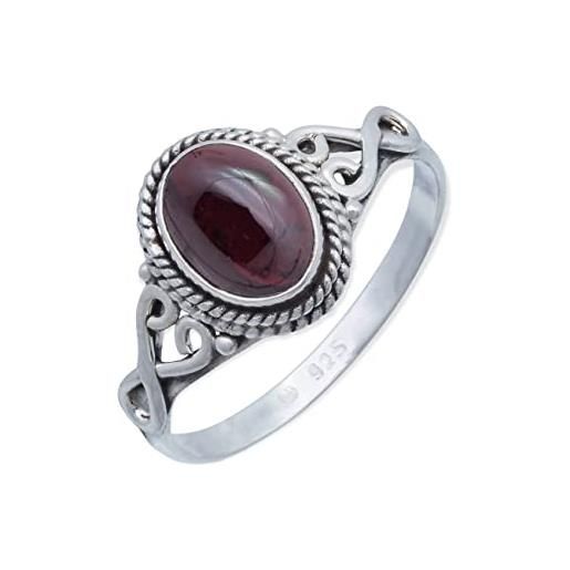 mantraroma anello argento 925 con pietre preziose granato pietra rossa argento sterling da donna in vero argento (mrg-042-02-(50))