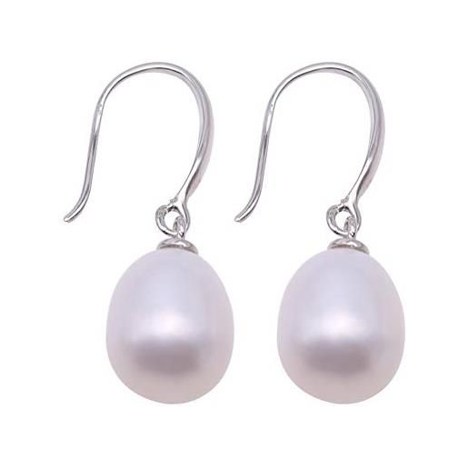JYX Pearl jyx fine 8,5-11,5 mm bianco nero rosa ovale perla coltivata orecchini e argento, colore: bianco, cod. Fed196