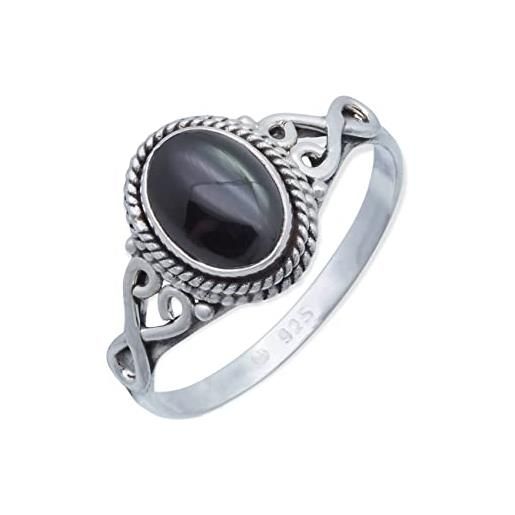 mantraroma anello argento 925 con pietre preziose onice pietra nero argento sterling da donna in vero argento (mrg-042-03-(58))