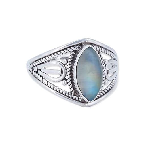 mantraroma anello argento 925 con pietre preziose pietra di luna pietra bianco argento sterling da donna in vero argento (mrg-070-04-(54))