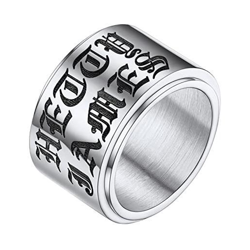 PROSTEEL anello uomo incisione personalizzata anello con incisione anello uomo fascia larga larghezza 15mm misura 32