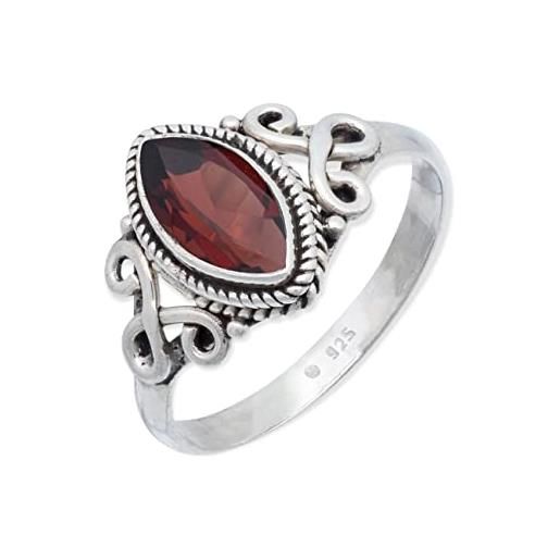mantraroma anello argento 925 con pietre preziose granato pietra rossa argento sterling da donna in vero argento (mrg-183-52-(54))