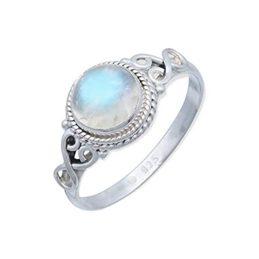 mantraroma anello argento 925 con pietre preziose pietra di luna pietra bianco argento sterling da donna in vero argento (mrg-024-04-(54))