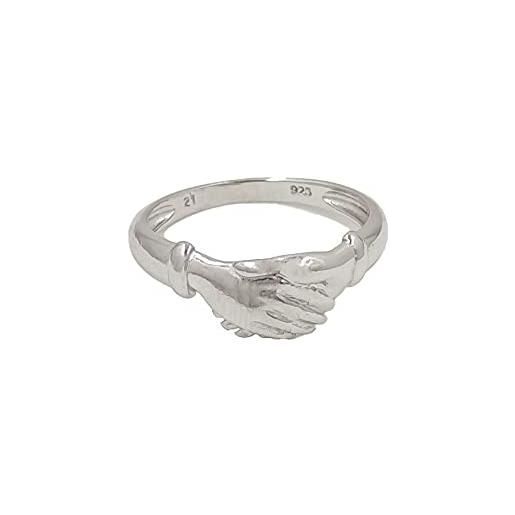 Goldway anello manine di santa rita regalo donna ragazza simbolo religioso mani che si stringono in argento 925 placcato in oro bianco ( made in italy) (14)