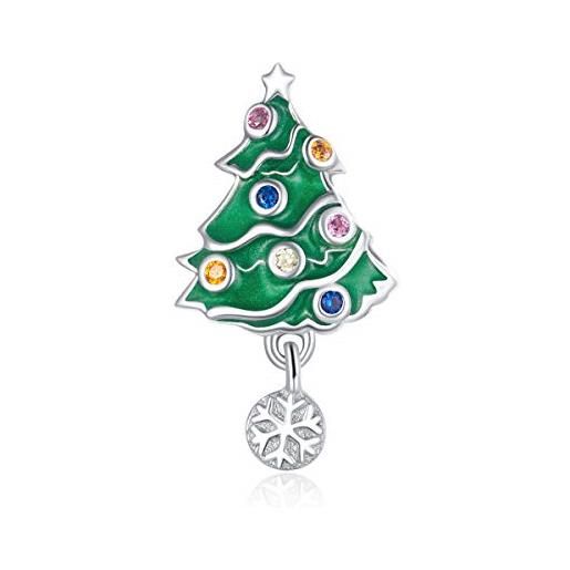 YOAME i ciondoli dell'albero di natale si adattano al braccialetto pandora regalo di perline con fiocchi di neve in argento sterling 925 per donne e ragazze