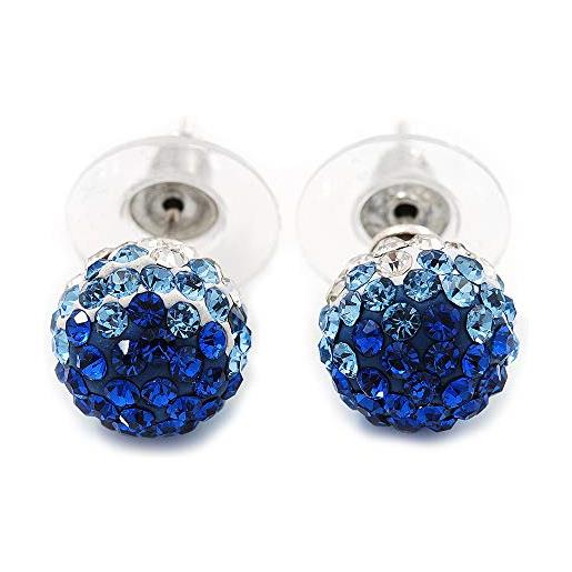 Avalaya 10mm d/royal blue/sky blue/clear crystal ball orecchini/argento placcato, cristallo metallo gemma argento