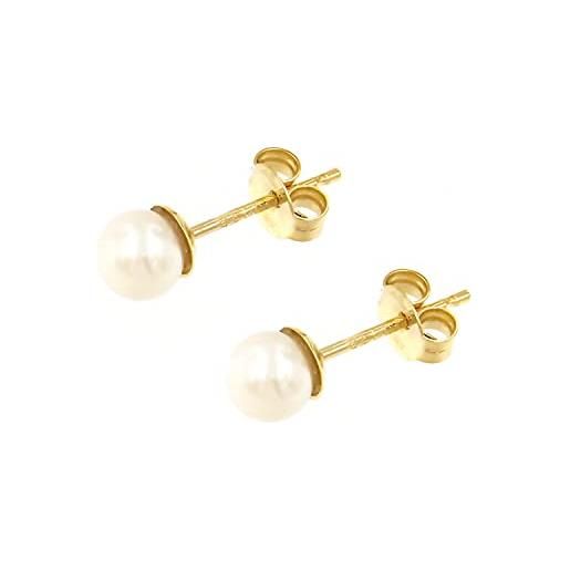forme di Lucchetta lucchetta - orecchini oro (750) 18 carati con perle vere d'acqua dolce rotonde 4.5-5mm | orecchini d'oro vero per donna