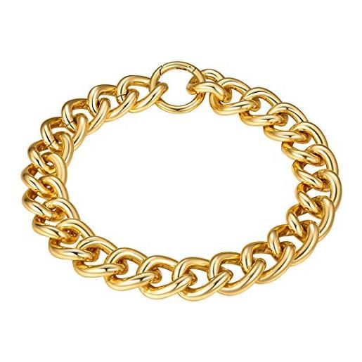 ChainsHouse semplice oro grande catena spessa girocollo collana per donna tutto-fiammifero accessori lucidi dichiarazione lunghezza 46 cm invia confezione regalo. 
