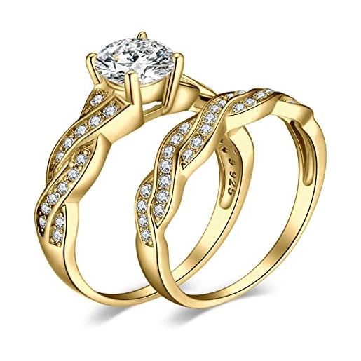 JewelryPalace anelli donna argento 925, fedine fidanzamento coppia, anello infinito nodo, 1.5ct diamante simulato anniversario matrimonio promessa sposa band oro anelli donna set, gioielli donna 19.5