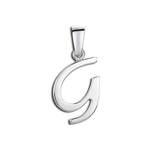 Amberta gioielli - ciondolo a forma di iniziale in argento sterling 925 - pendente classico per donna alla moda - lettera g